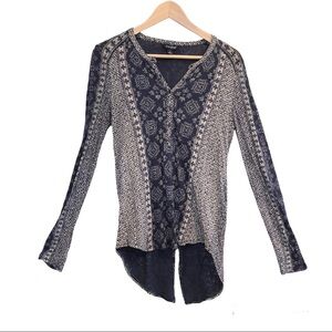 🌈 6/$60, Lucky Brand Tribal Print, Long Sleeve, Beige/Blue, Small